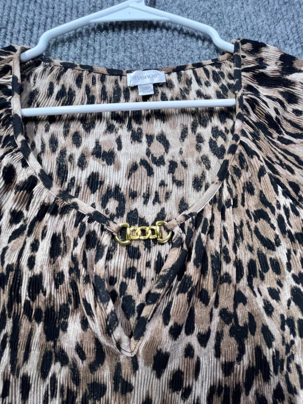 Avenue Brown Leopard Print Women's Blouse Size 22/24 Lightweight Flowy - Picture 7 of 12